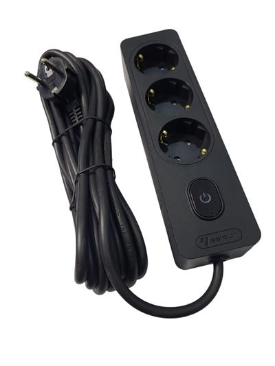 Seldur Üçlü Anahtarlı Topraklı Grup Priz Siyah 5 mt ÇK