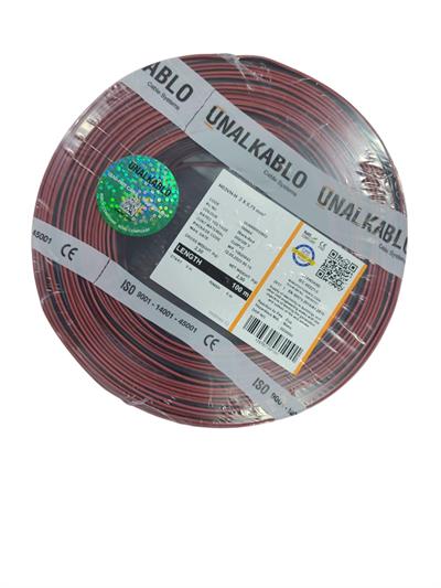 Ünal Kablo 2x0,75mm Yassı Kordon Siyah 100mt