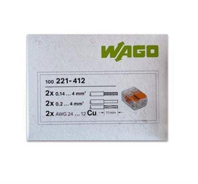 Wago 221-412  2'li Yaylı Tırnaklı Klemens 4mm 100 Adet Kutu