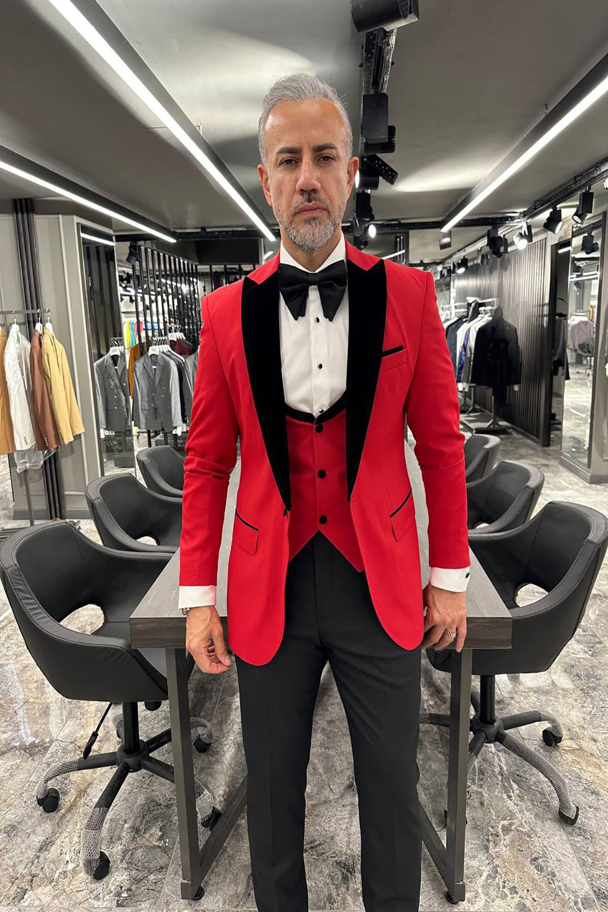  RED SUIT WITH GROOM VEST