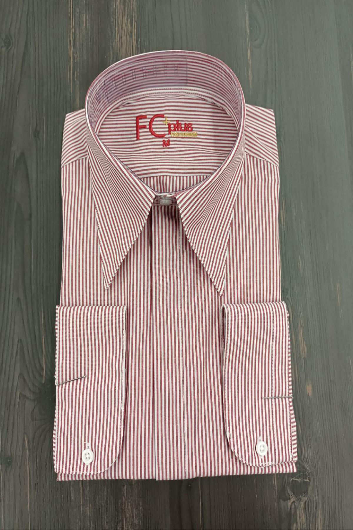  LONG COLLAR STRIPED RED SHIRT