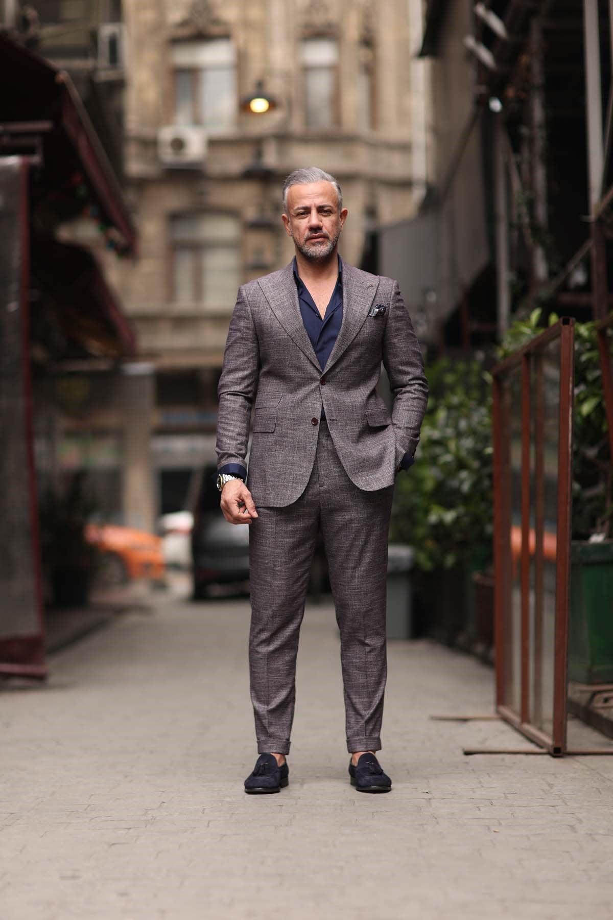 WIDE-NECK TROUSERS PLEATED SUIT - SLIM FIT