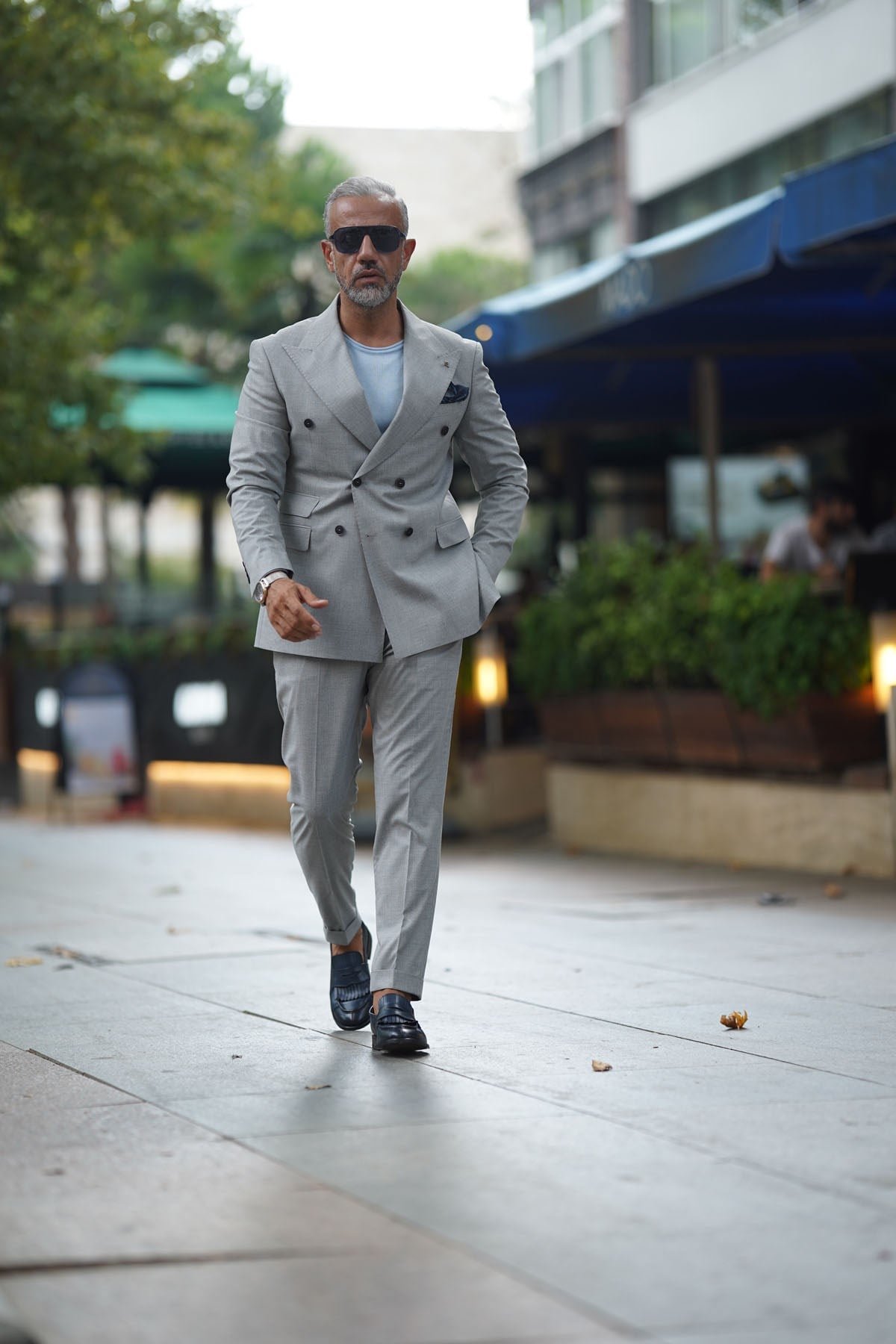 GRİ KRUVAZE TAKIM ELBİSE SLİM FİT