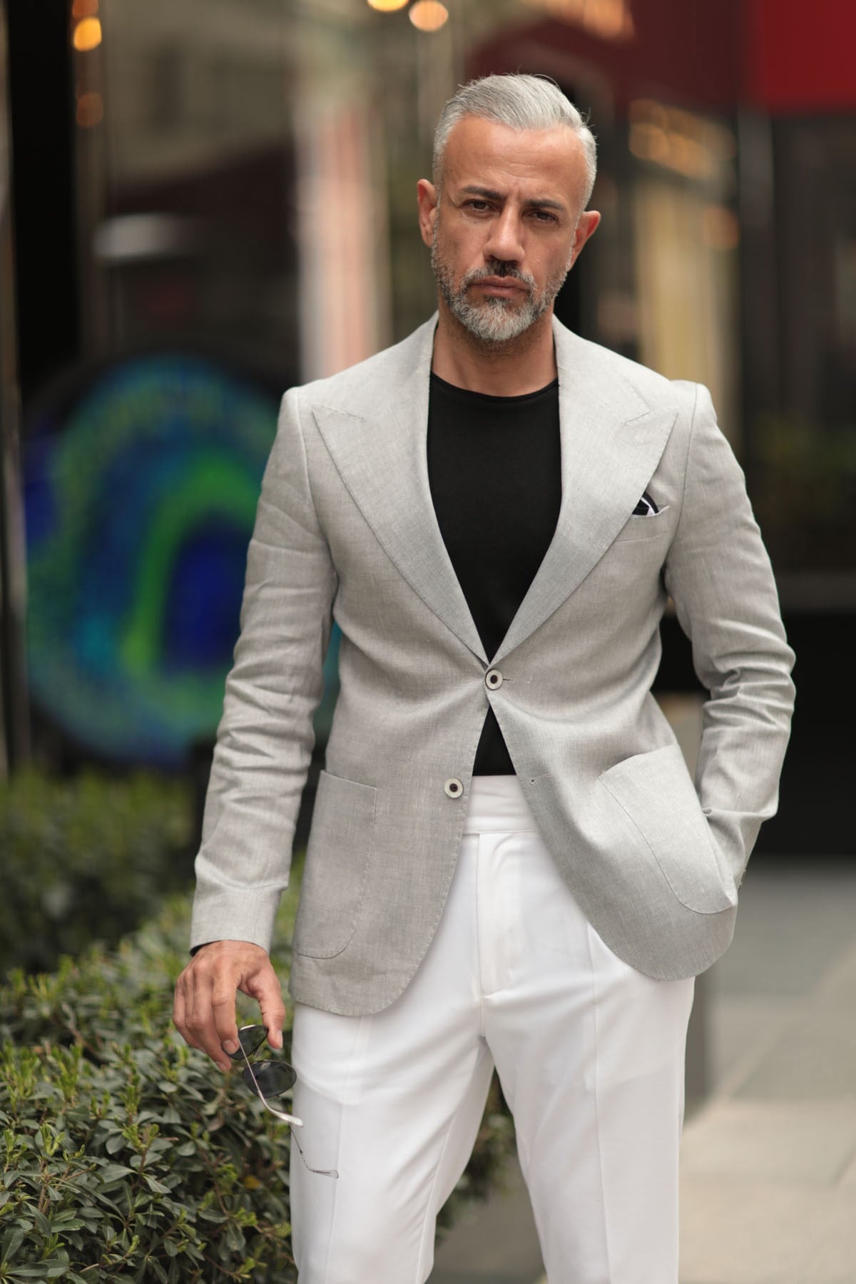 GRAY HALF-LINED JACKET - SLIM FIT