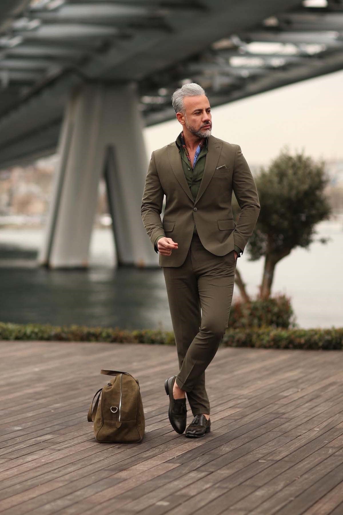 HAKİ YELEKLİ ERKEK TAKIM ELBİSE - SLIM FIT