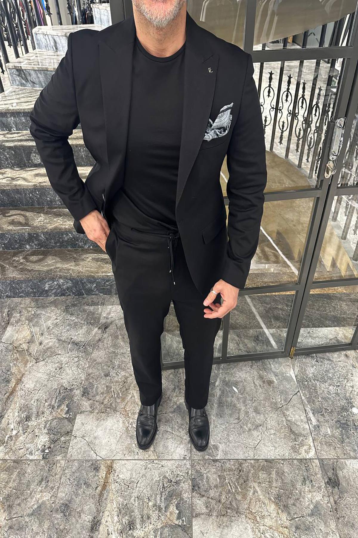 SİVRİ YAKA KETEN TAKIM ELBİSE