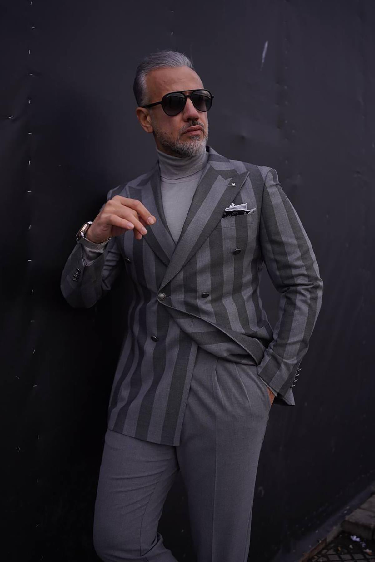 STRIPED BLAZER WITH BAG POCKETS