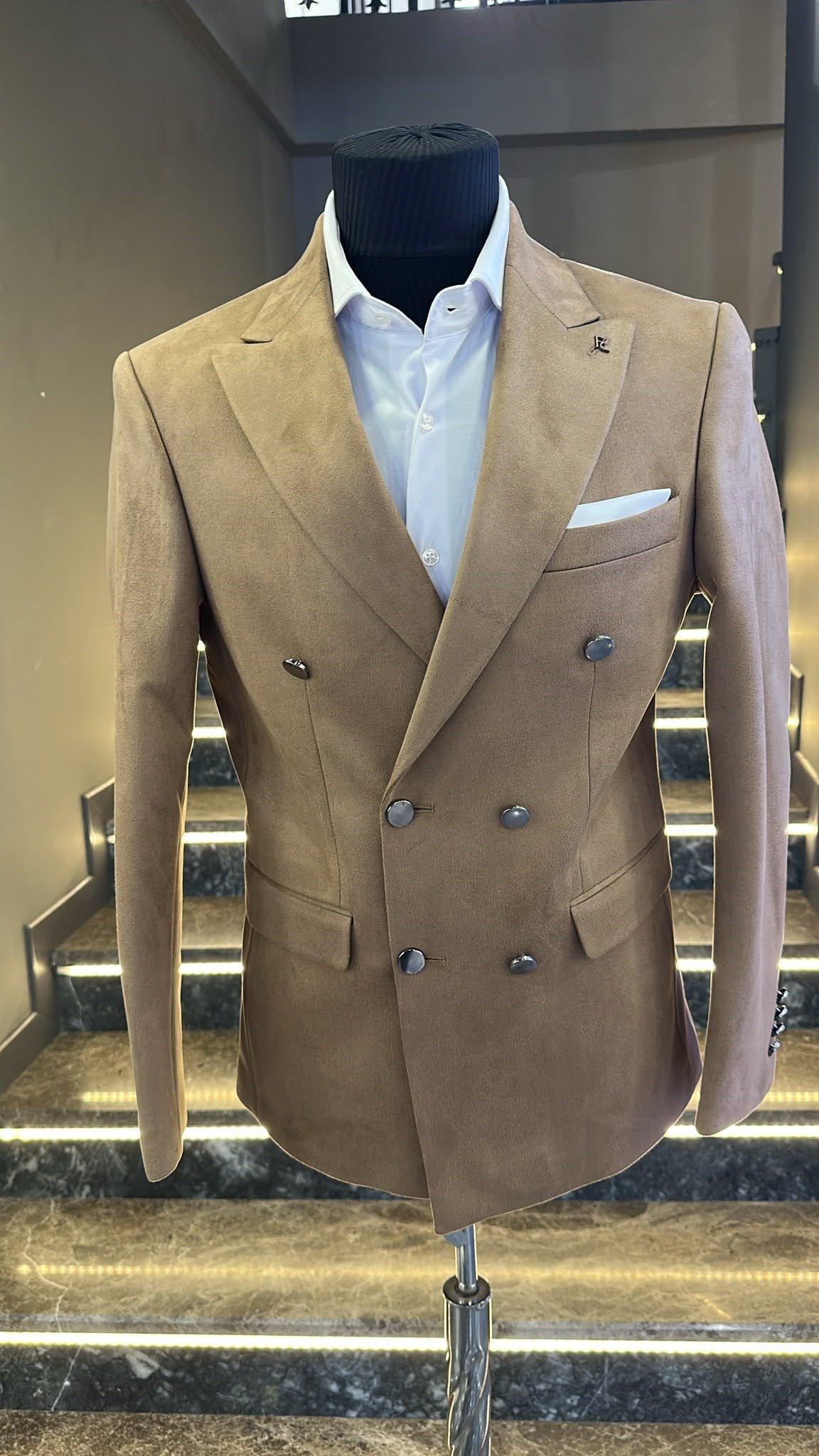 SUEDE DOUBLE BREASTED BLAZER