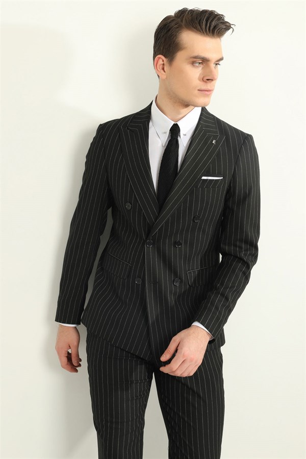 MAFIA STRIPED DOUBLE BREASTED SUIT - SLIM FIT