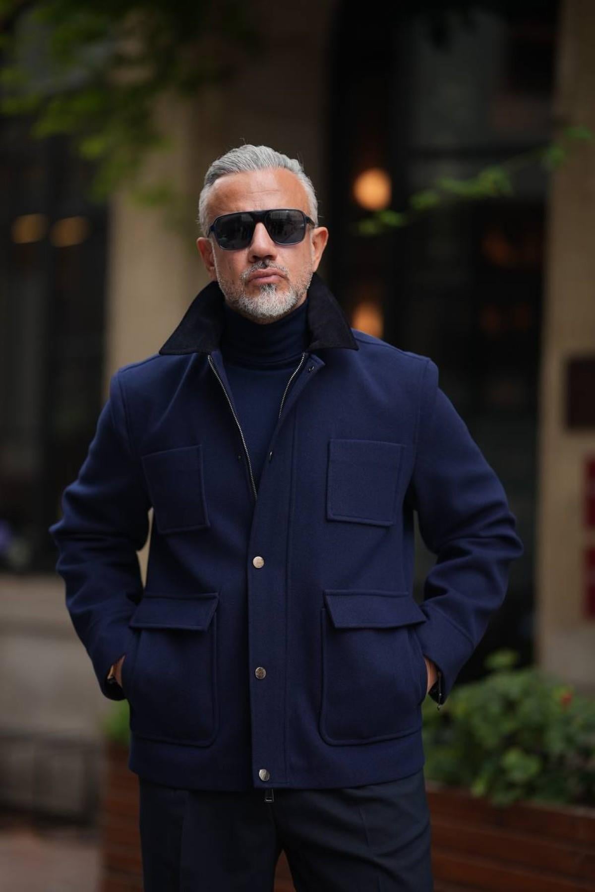 VELVET COLLAR WOOL COAT