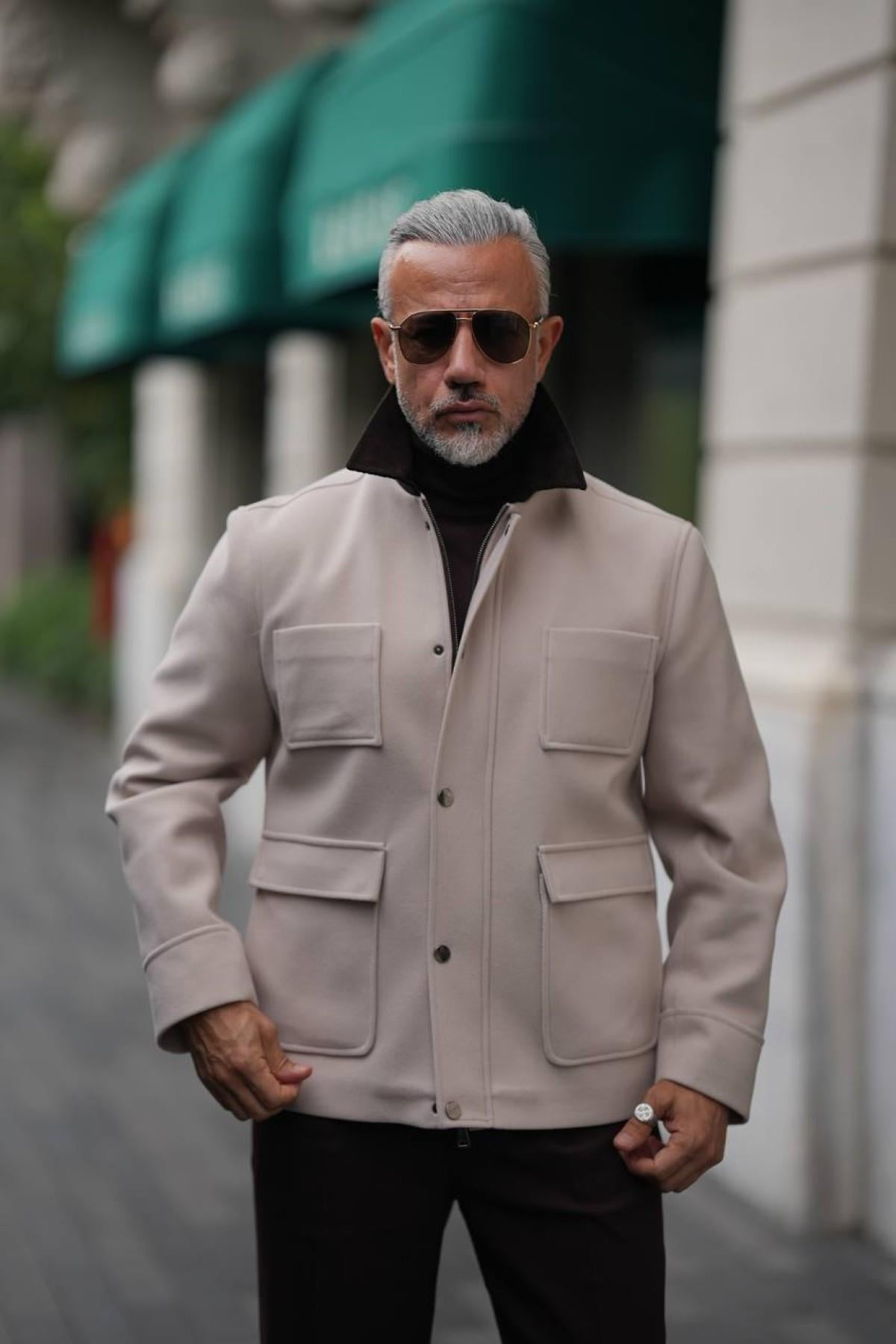 VELVET COLLAR WOOL COAT