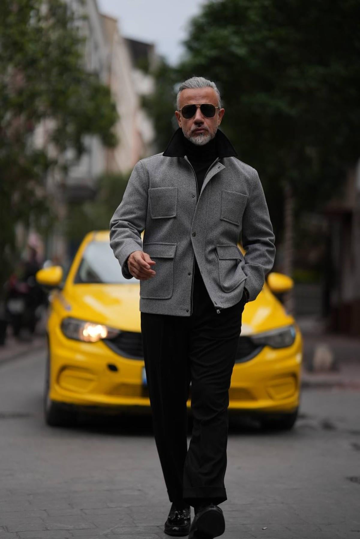 VELVET COLLAR WOOL COAT