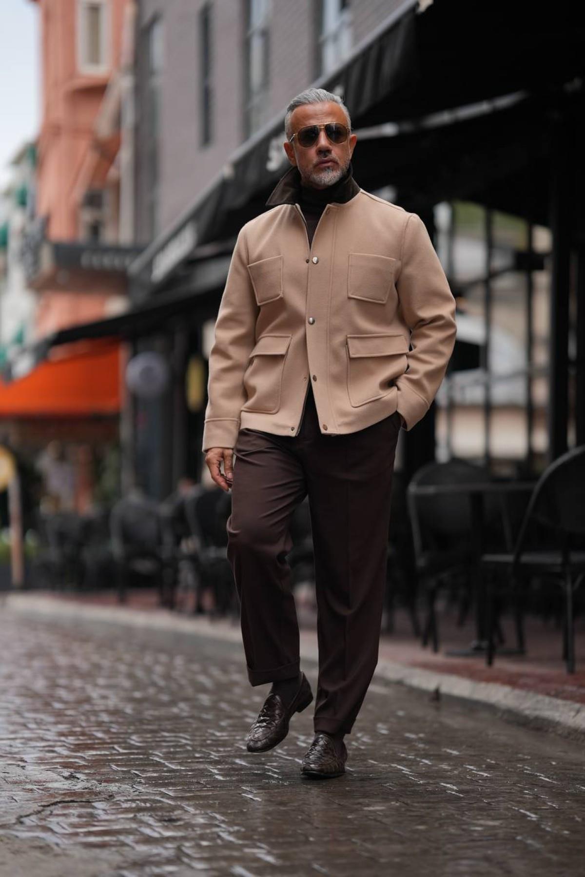 VELVET COLLAR WOOL COAT