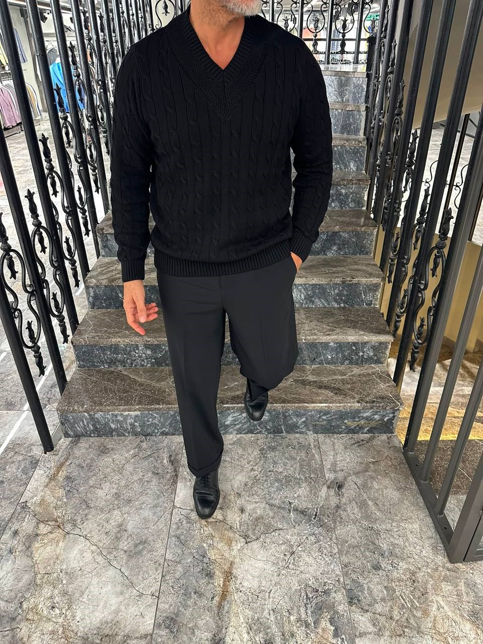  SAÇ ÖRGÜLÜ V YAKA TRİKO 