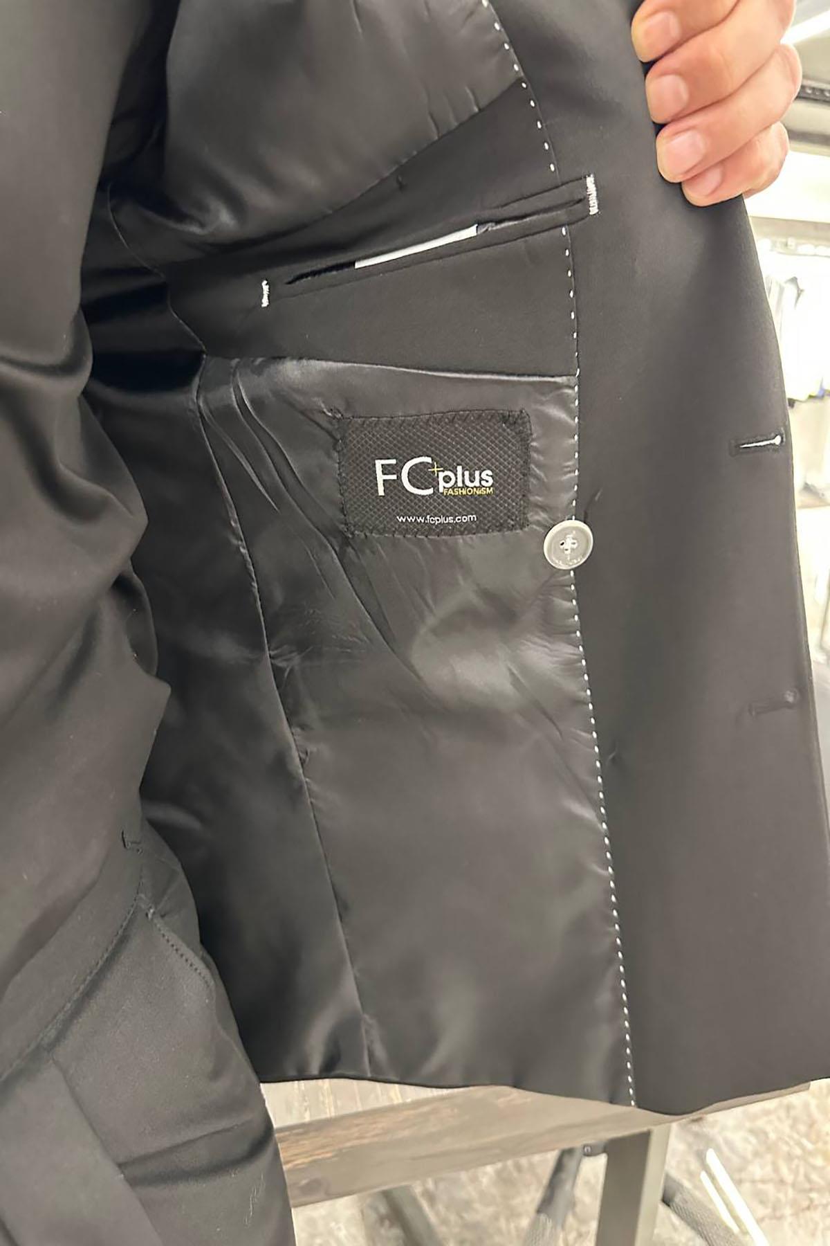 BAG POCKET GOLD BUTTON DETAILED DOUBLE BREASTED BLACK JACKET