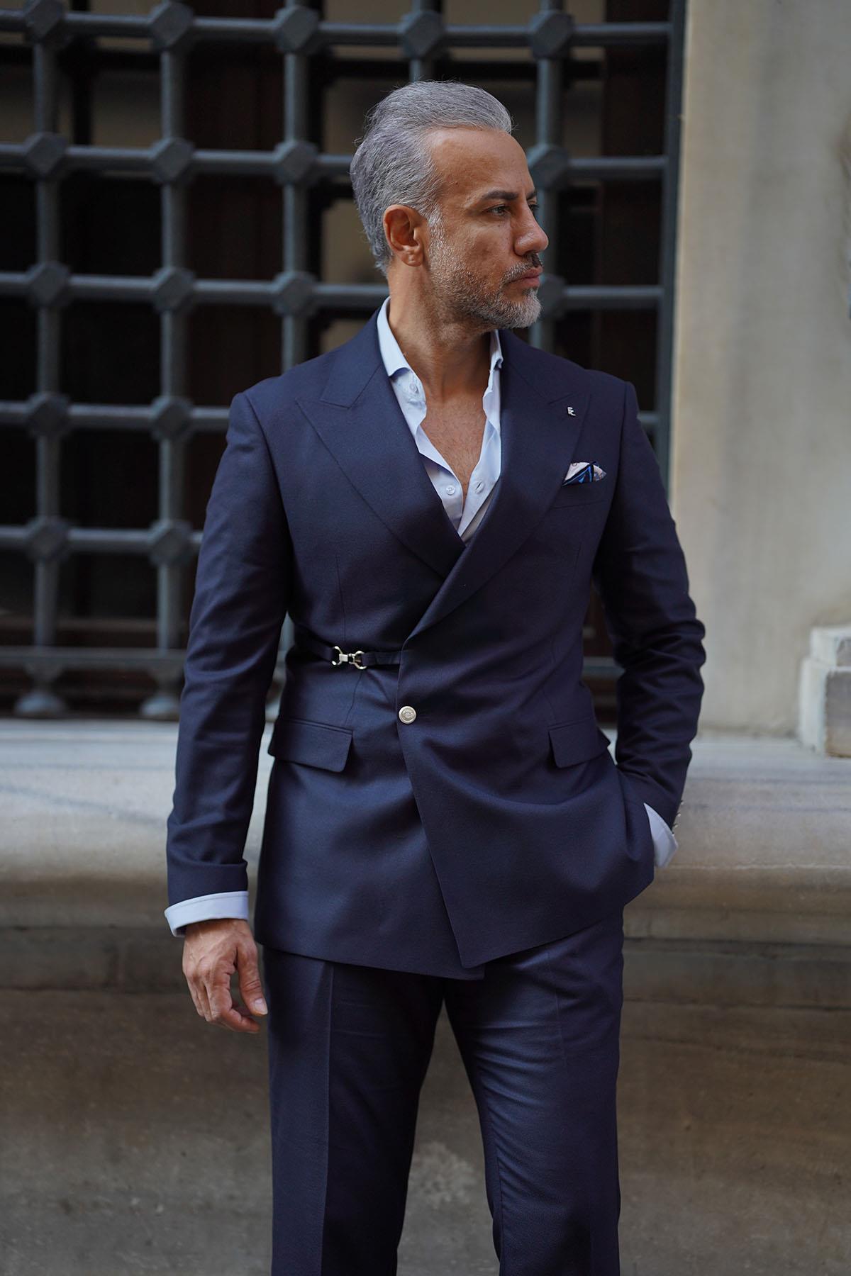  PREMIUM NAVY BLUE SUIT WITH SIDE ACCESSORIES