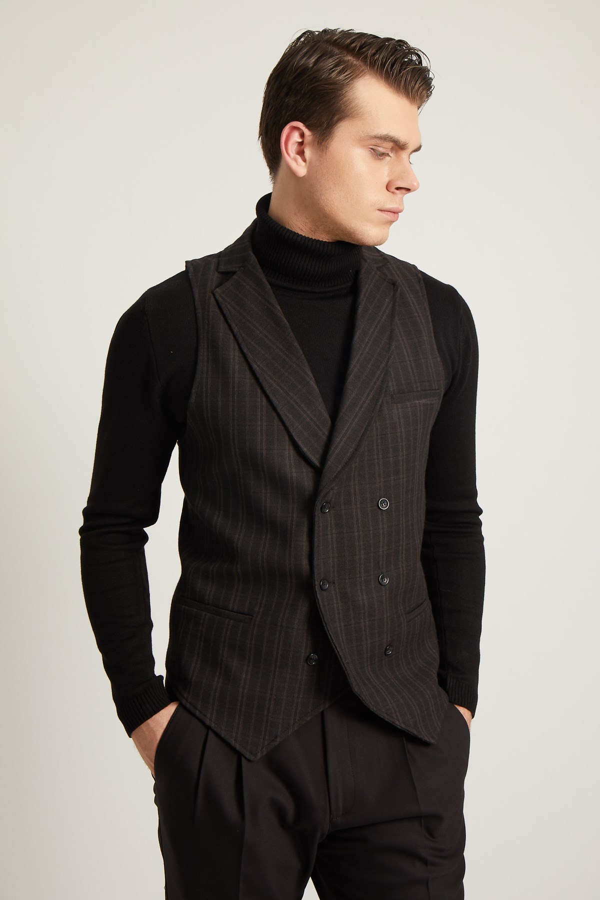 STRIPED KASHMIR VEST - SLIM FIT