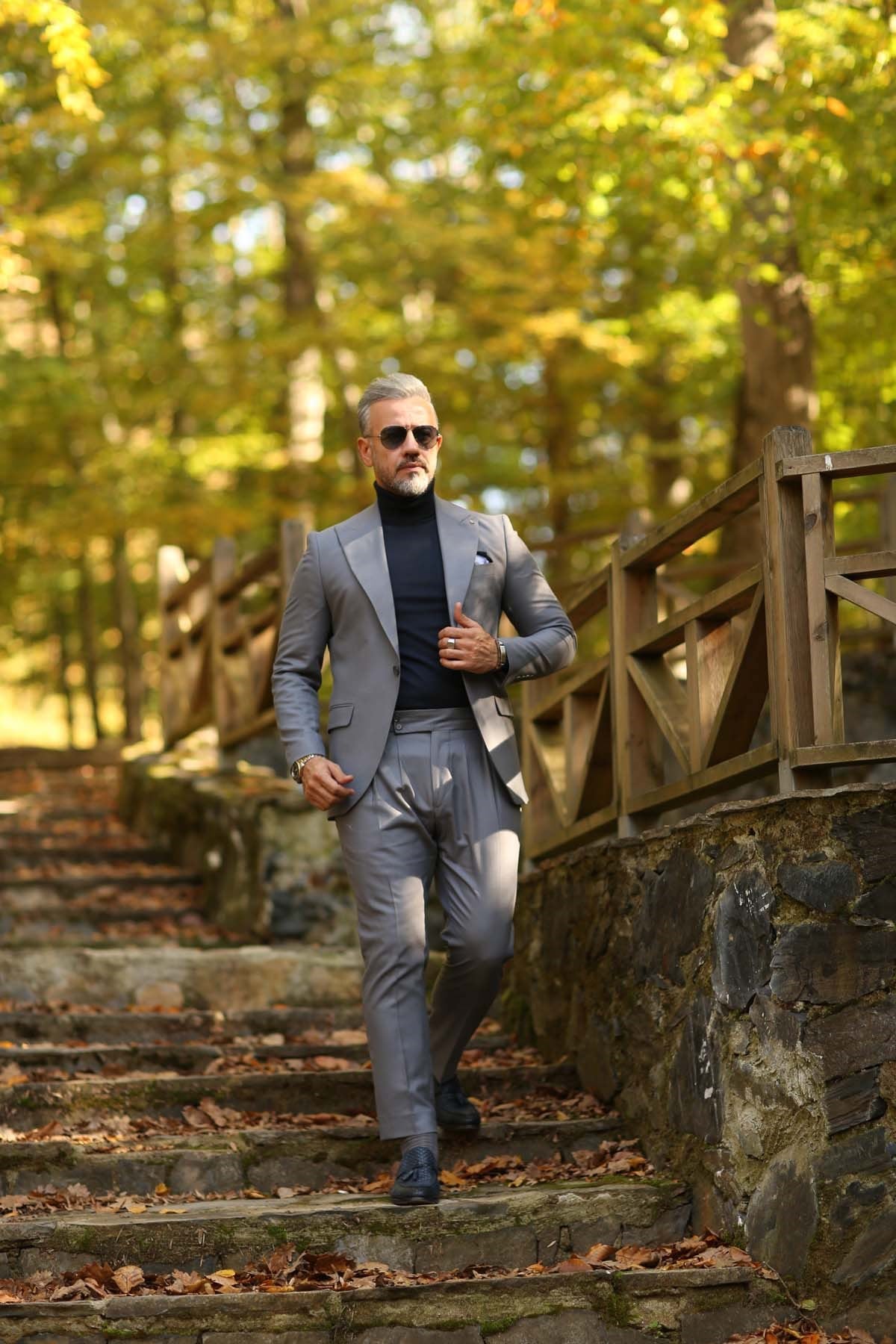 GRİ DÜZ ARMÜR ERKEK TAKIM ELBİSE - SLIM FIT