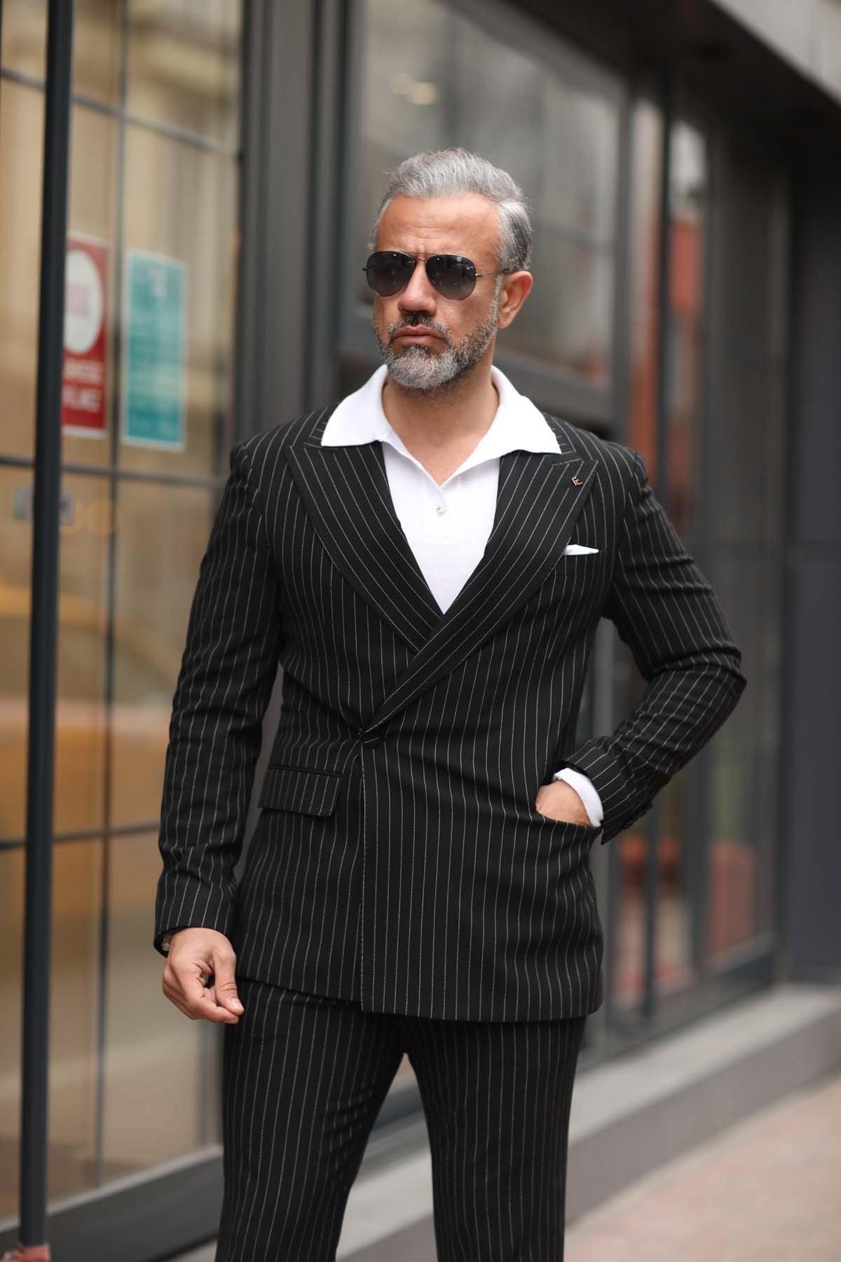 スーツ ANCELLM barbell object ab suit 01 black ONE BUTTON DOUBLE BREASTED SUIT