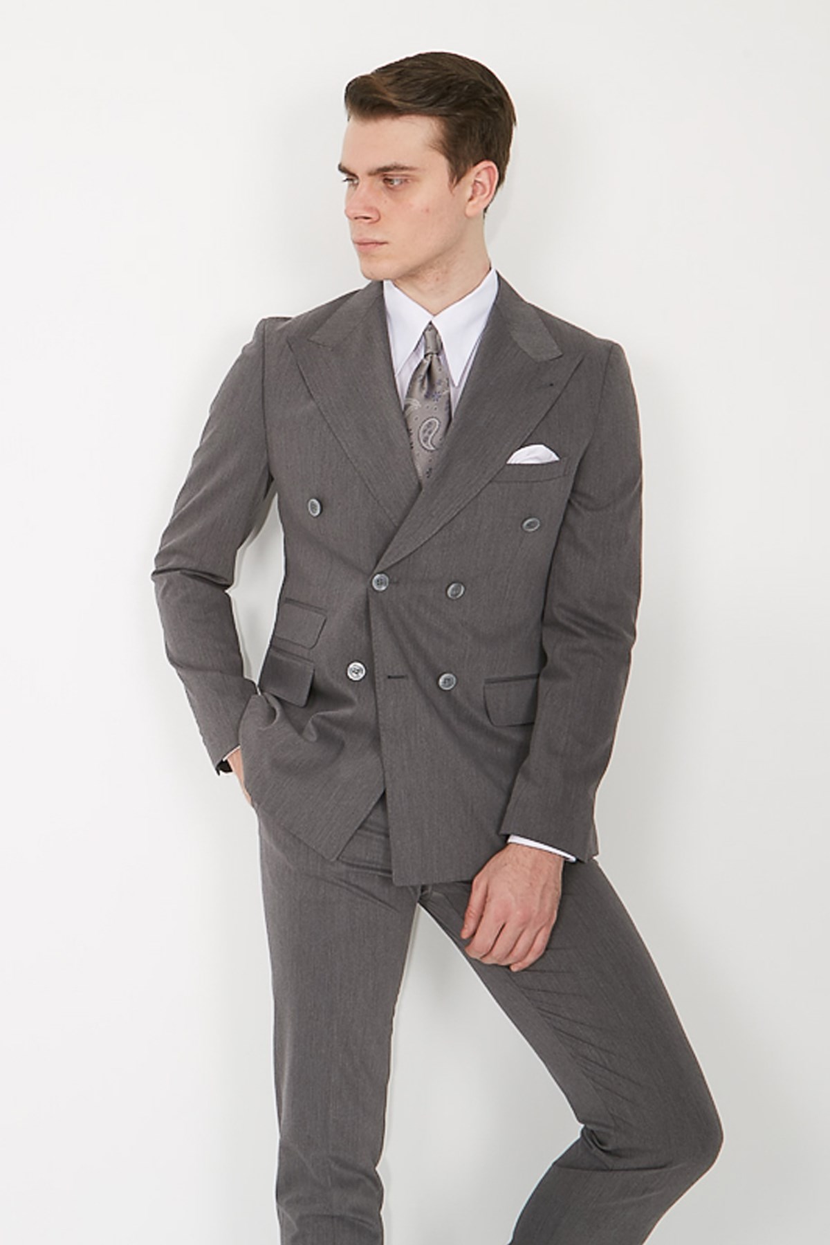 WIDE COLLAR DOUBLE BREASTED SUIT - SLIM FIT
