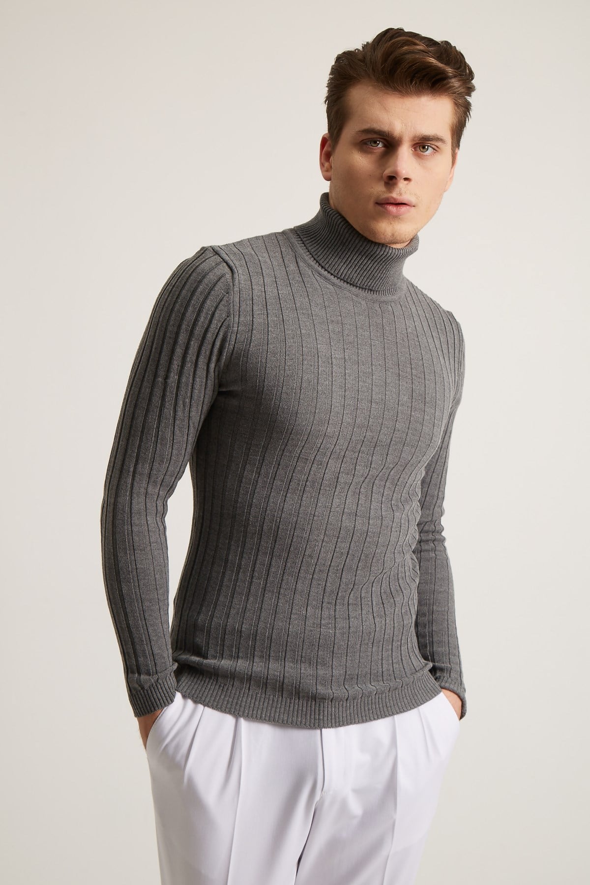 FUME CORDED TURTLENECK KNITWEAR - SLIM FIT