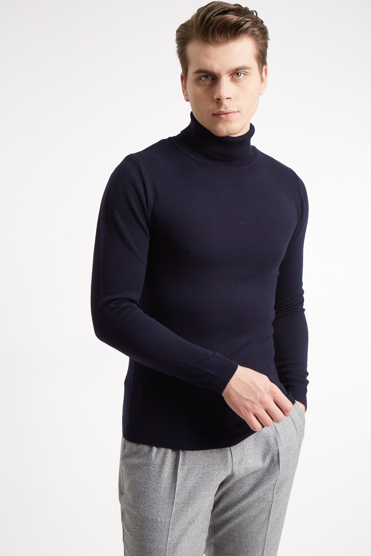 PLAIN COMPLETE TURTLENECK KNITWEAR - SLIM FIT