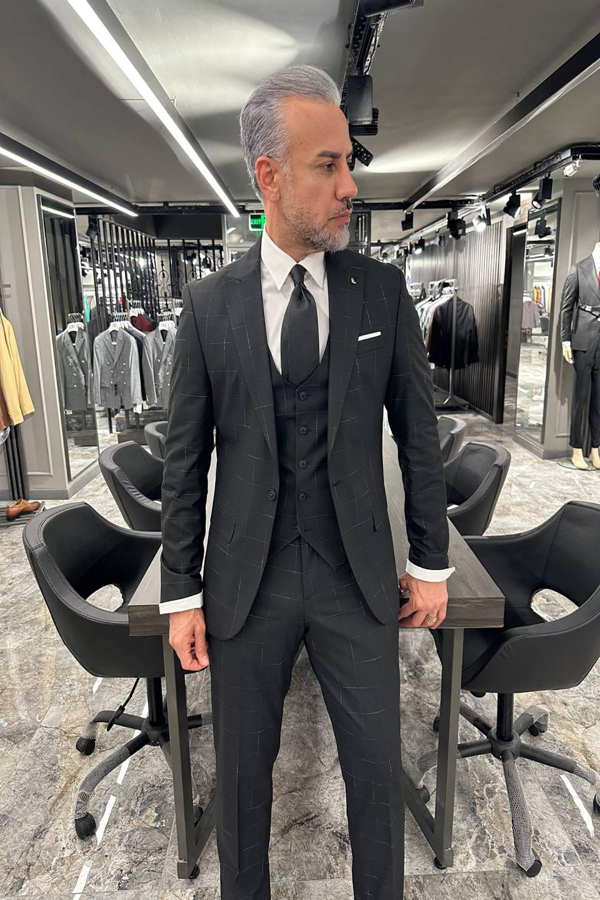 Tommy Slim-Fit Patterned Suit Vest Gray – BRABION