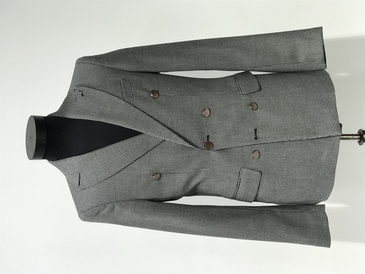 Erkek Siyah Kruvaze Slim Fit Dar Kesim Ceket