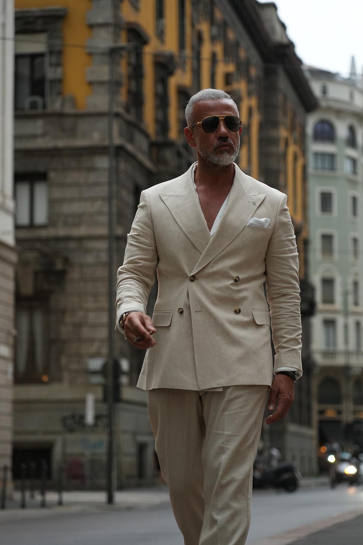 HALF LINING DOUBLE BREASTED ITALIAN BLAZER