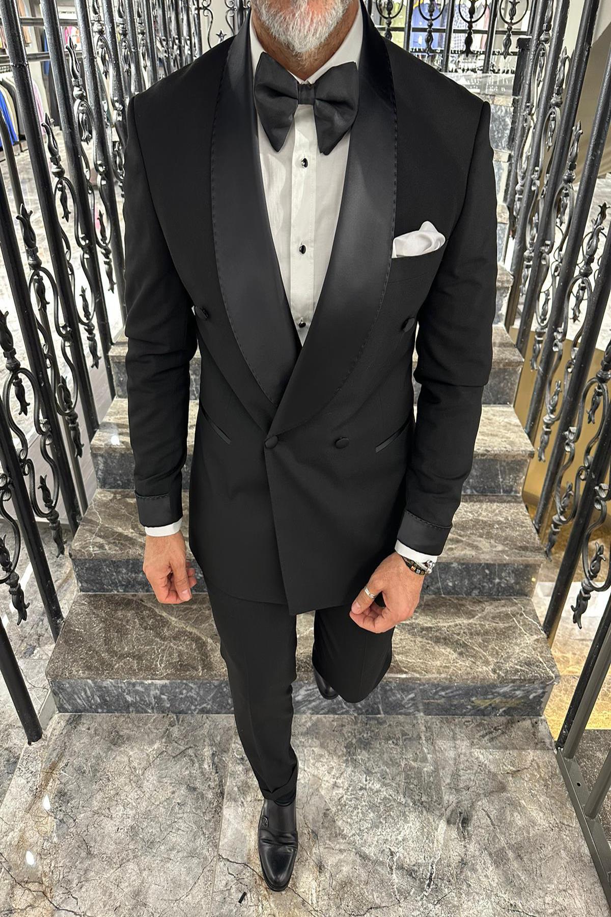 shawl collar wedding dress