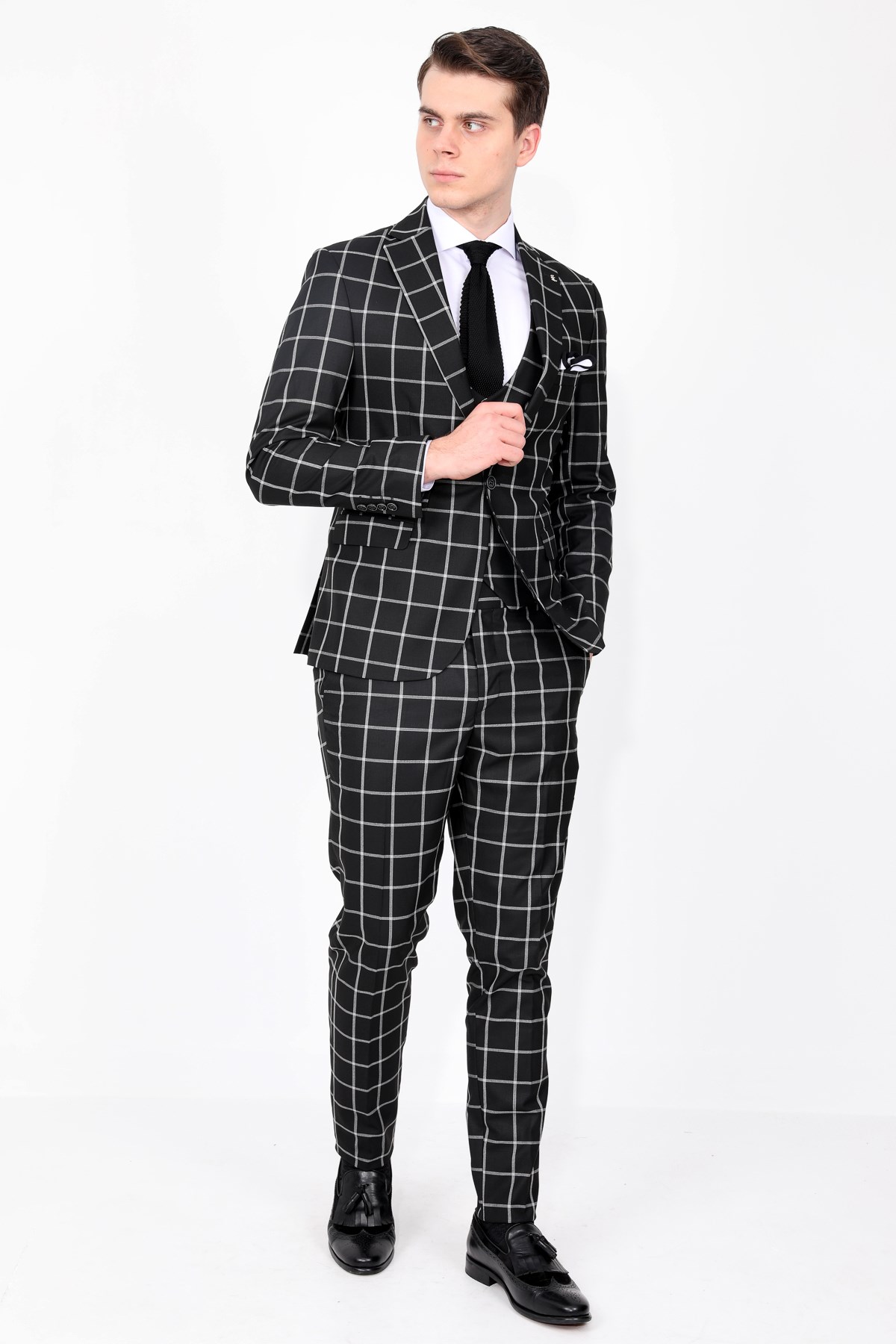 SiYAH YELEKLİ ERKEK TAKIM ELBİSE - SLIM FIT