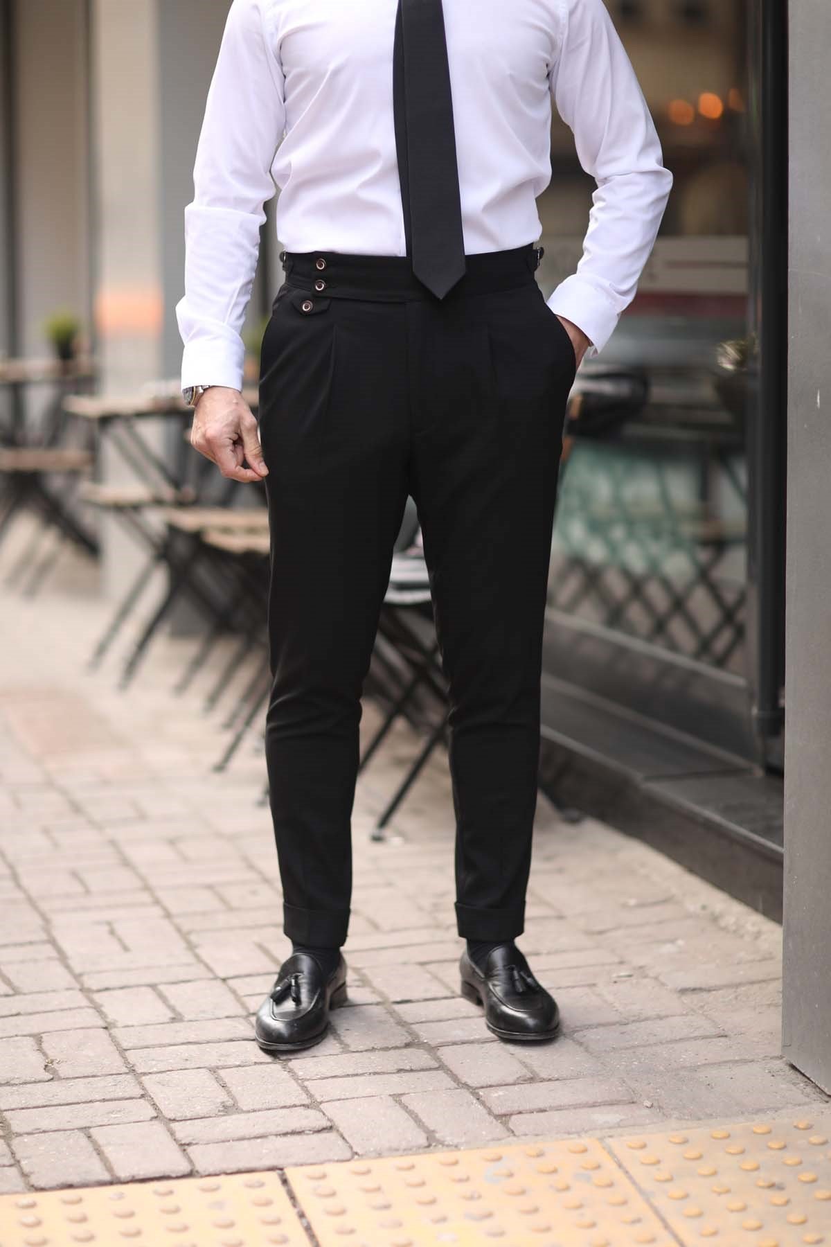 HIGH WAIST SINGLE PLEATED TROUSERS HIGH WAIST SINGLE PLEATED TROUSERS