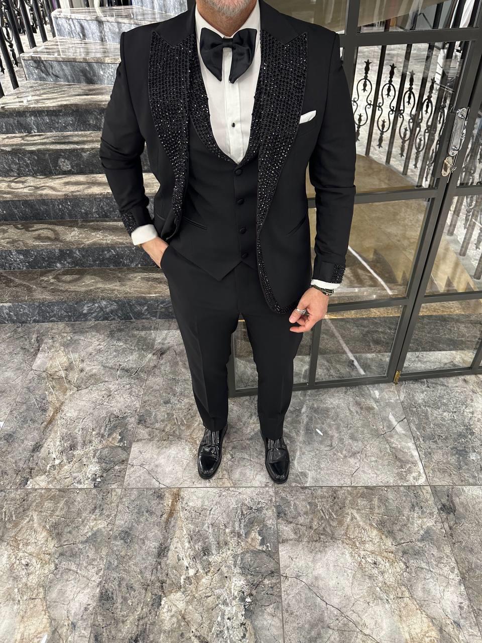 TAŞLI YELEKLİ TAKIM ELBİSE 