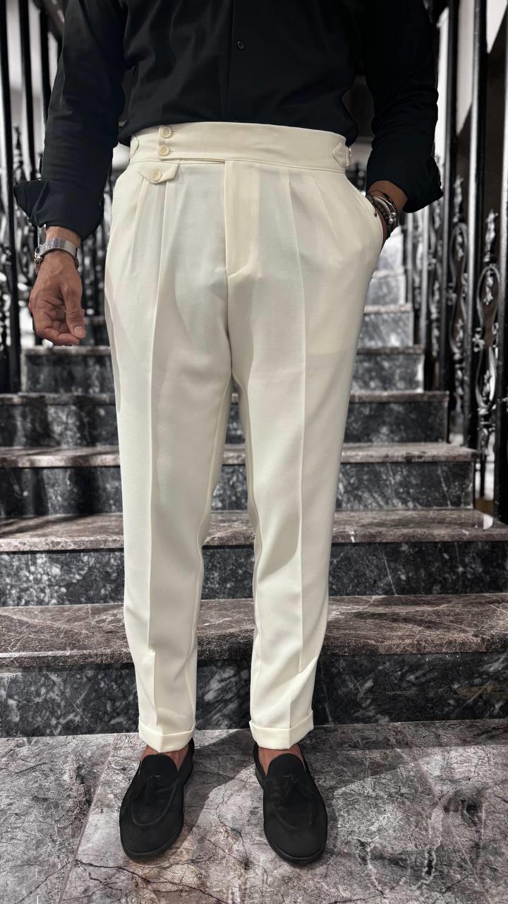 WOOL BLEND HIGH WAIST PANTS