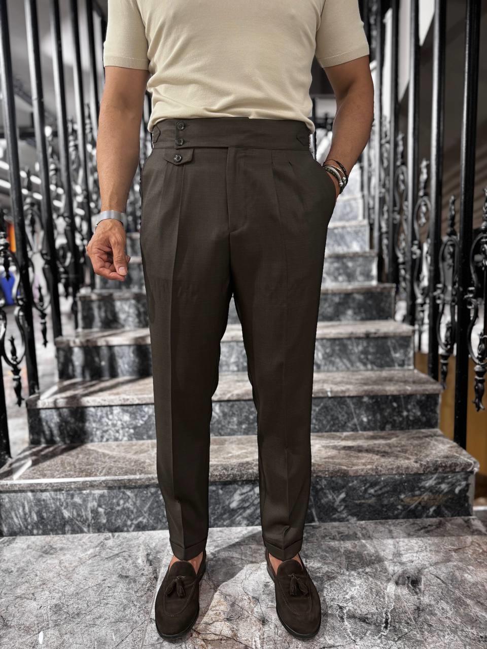 WOOL BLEND HIGH WAIST PANTS