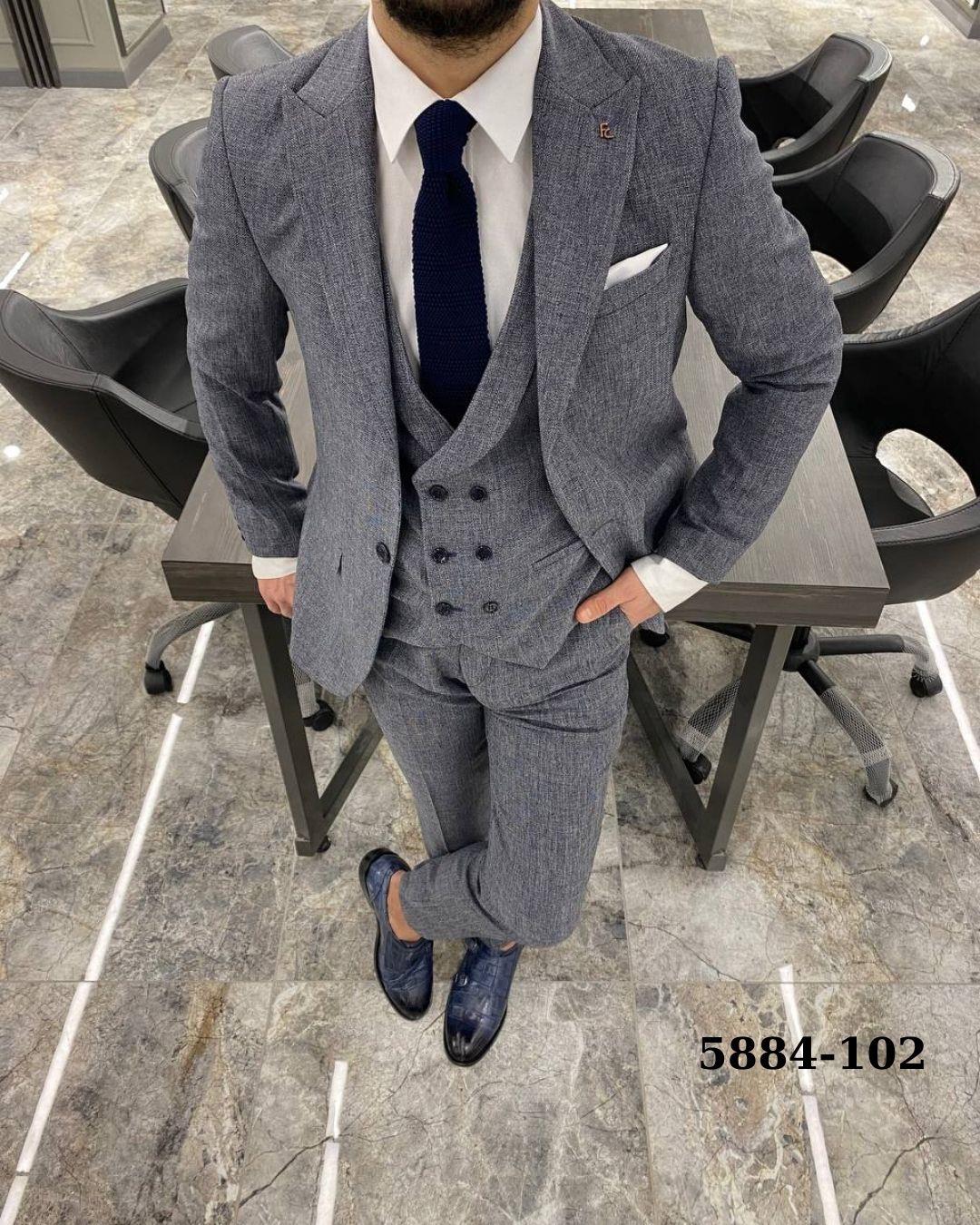 THREE PIECE SELF PATTERNED SUIT