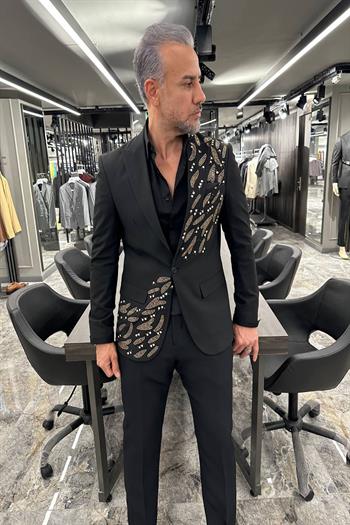 SPECIAL DESIGN STONE BLACK SUIT