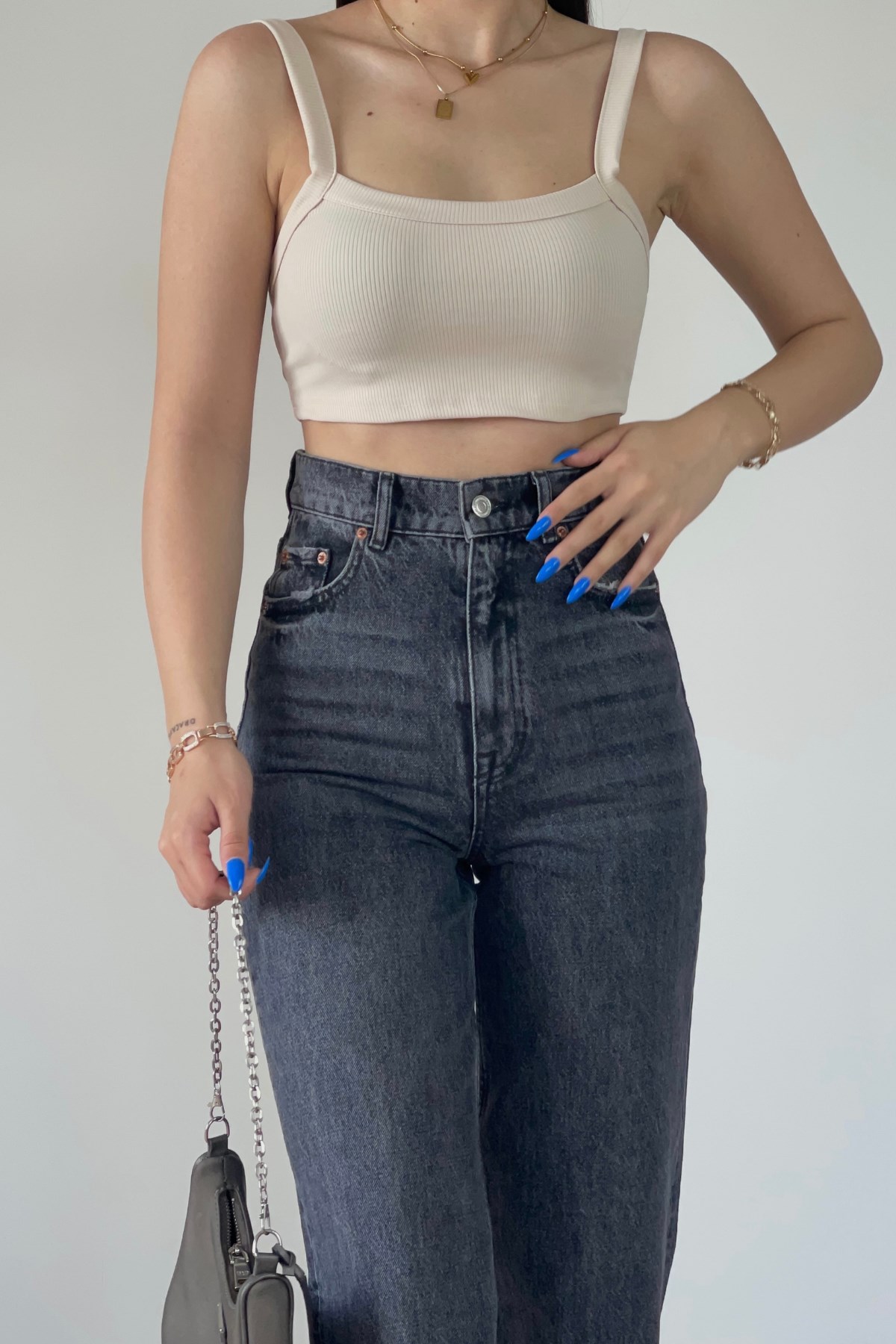 ANTRASİT WİDE LEG JEAN