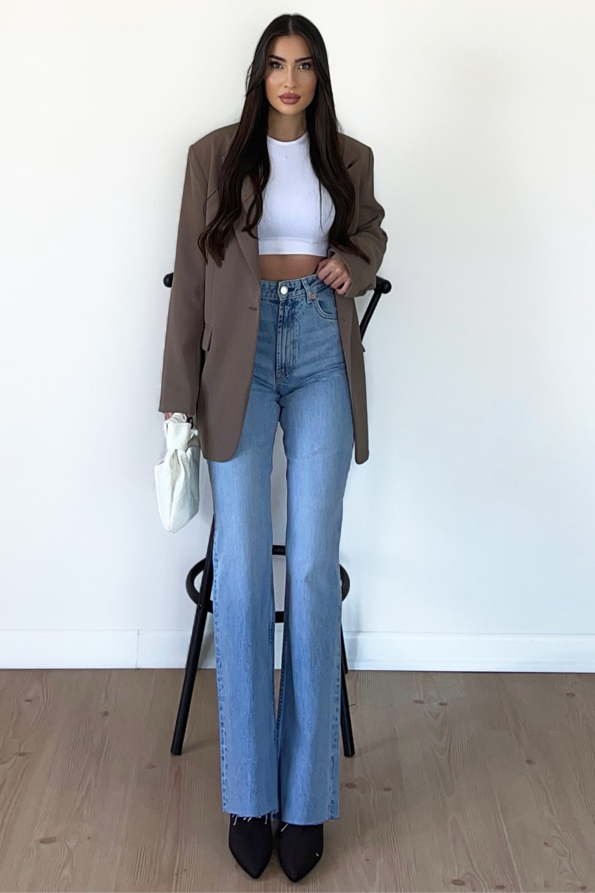 BUZ MAVİ RENK WİDE LEG JEAN