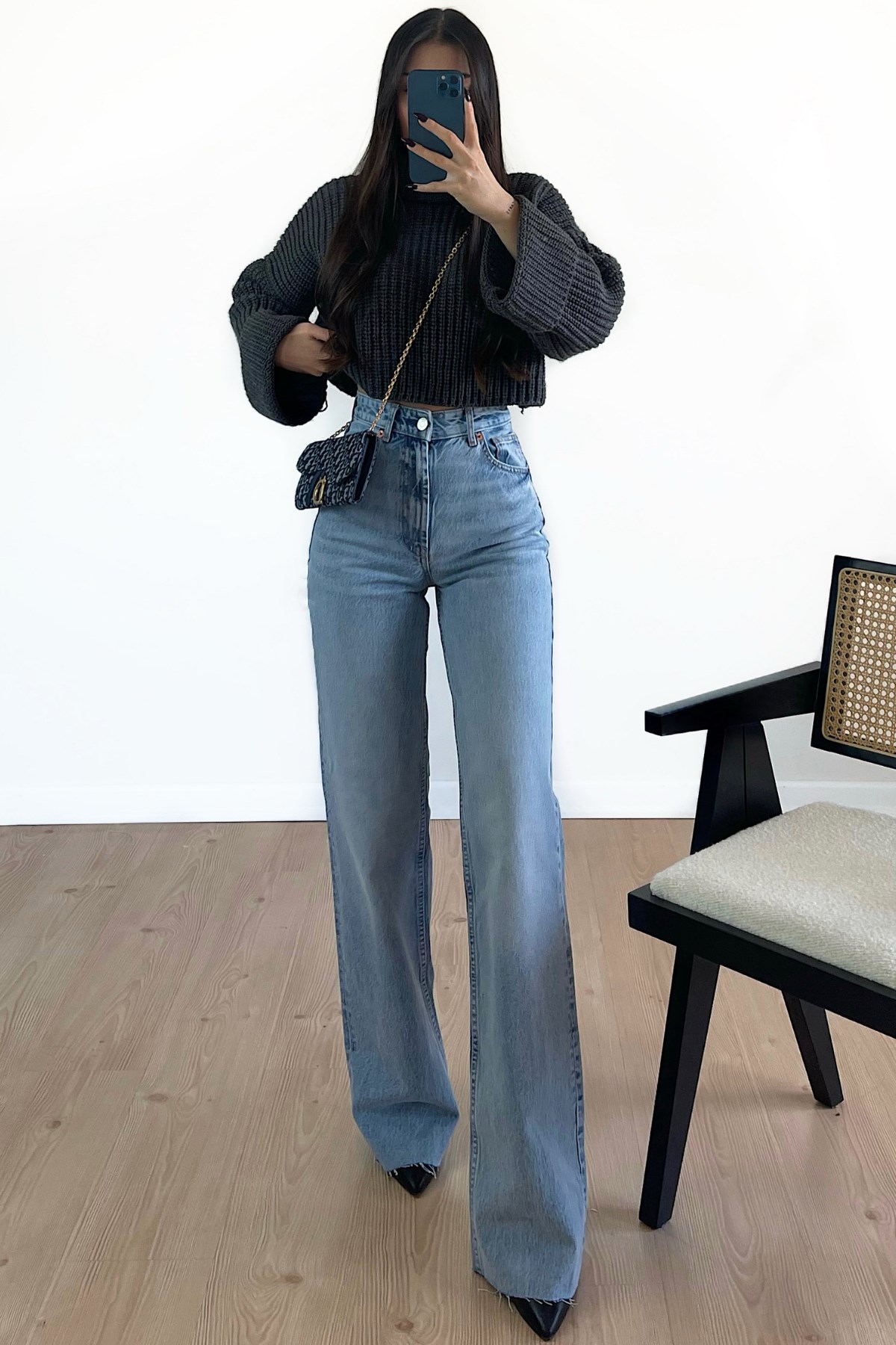 BUZ MAVİ RENK WİDE LEG JEAN