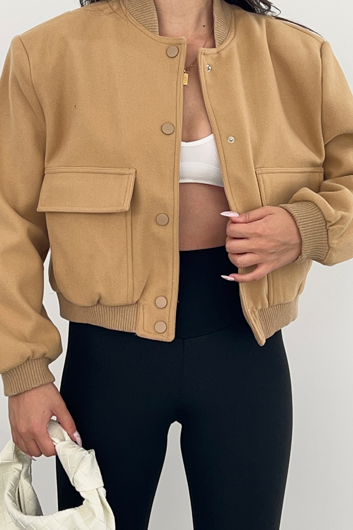 CAMEL CEP DETAYLI BOMBER CEKET