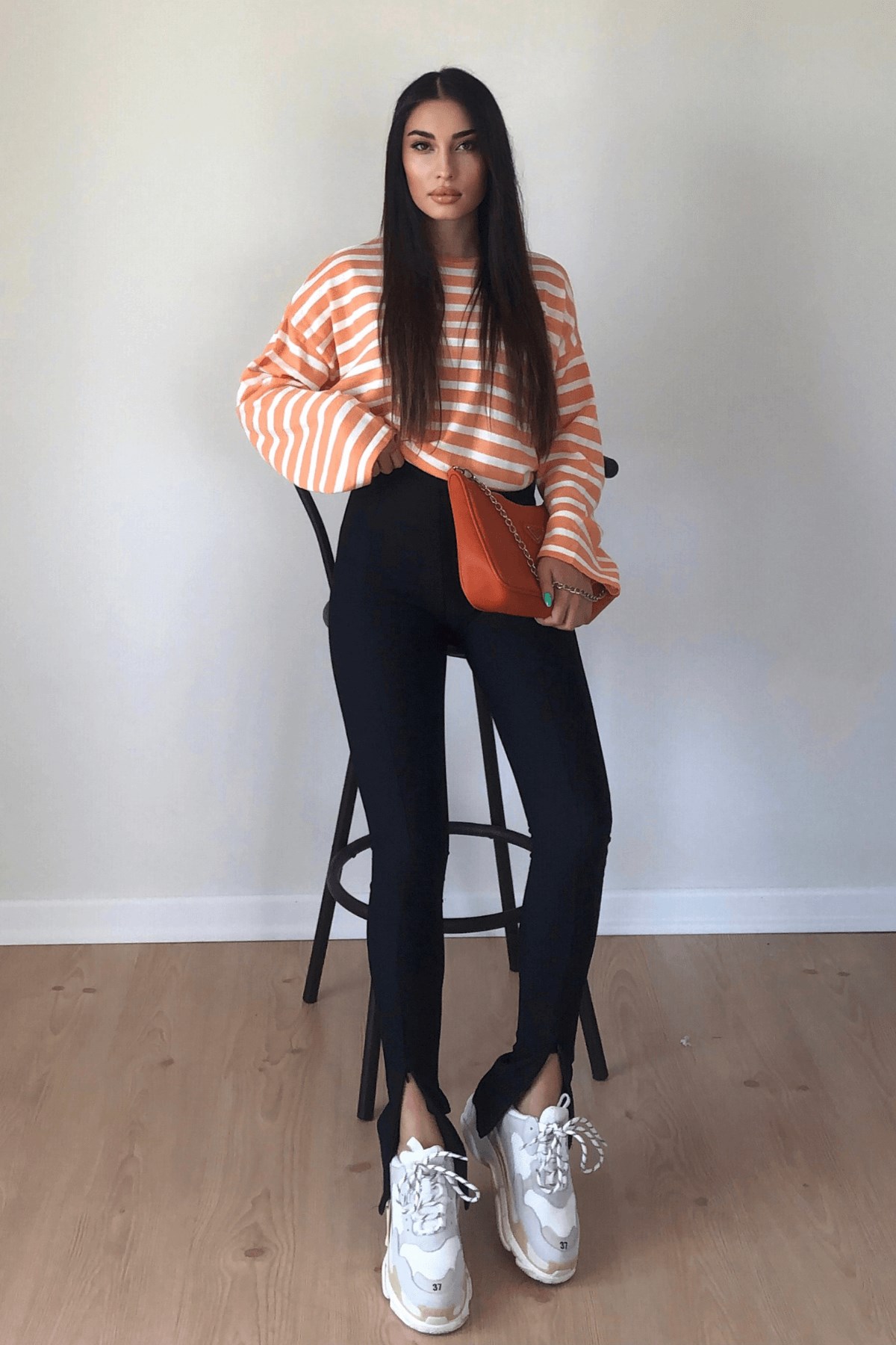 ÇİZGİLİ TURUNCU KAZAK 