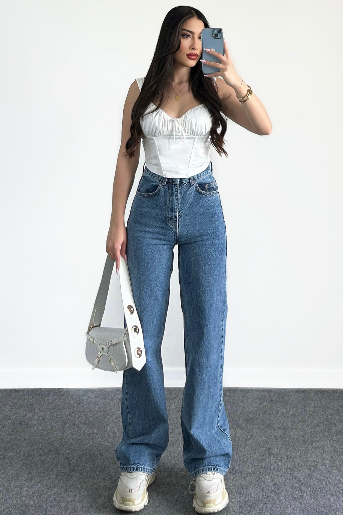 DARK BLUE WİDE LEG JEAN
