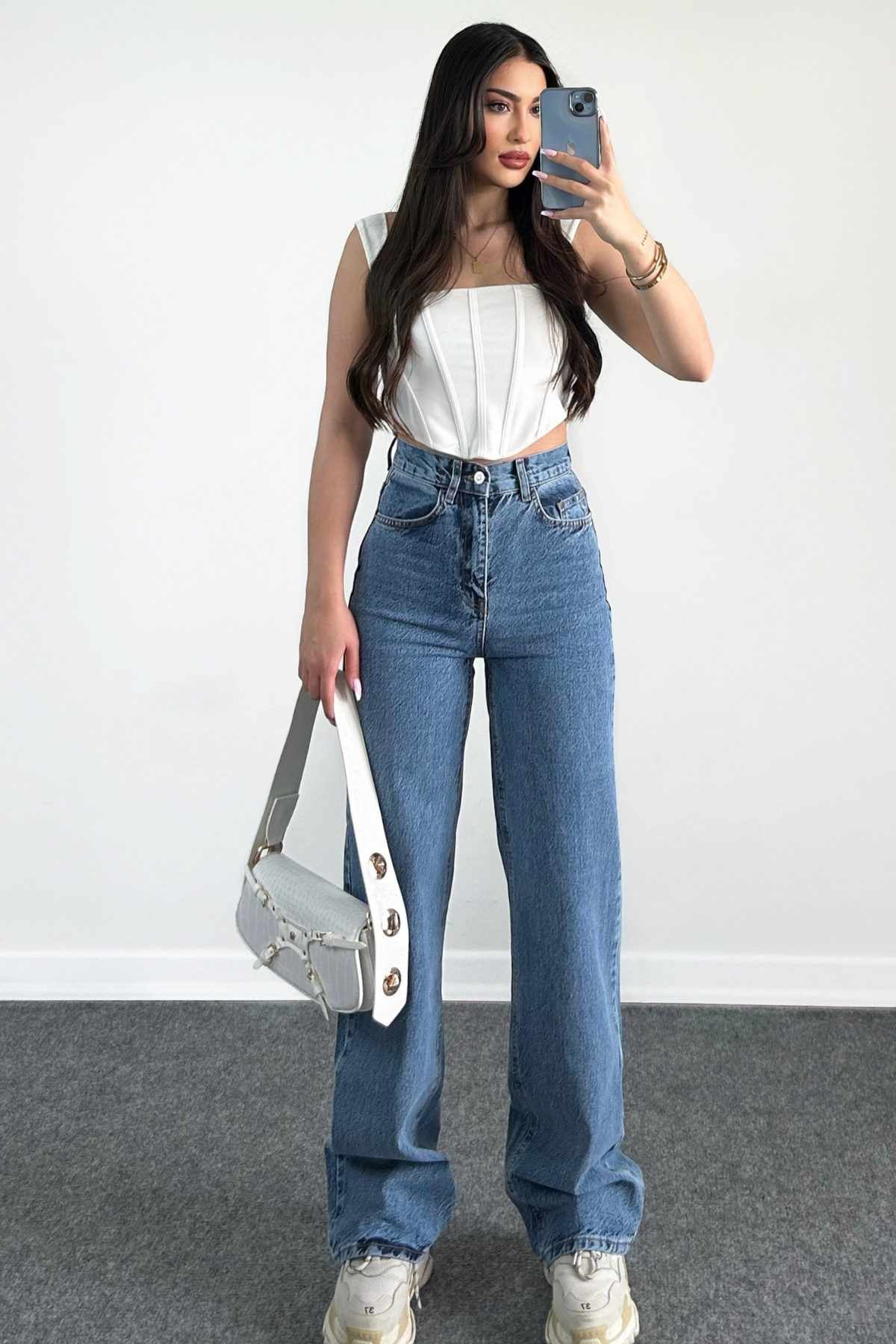 DARK BLUE WİDE LEG JEAN