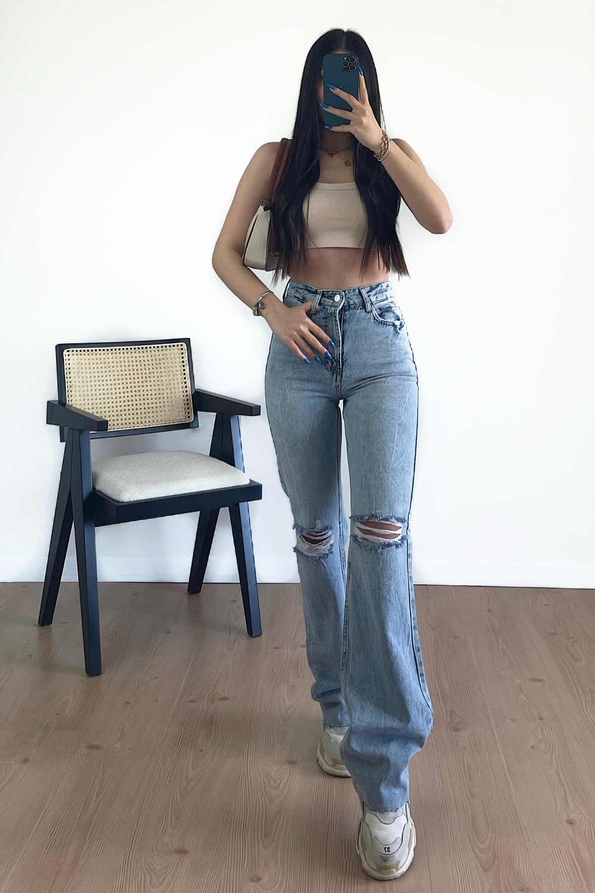 DİZİ YIRTIK ULTRA YÜKSEK BEL JEAN