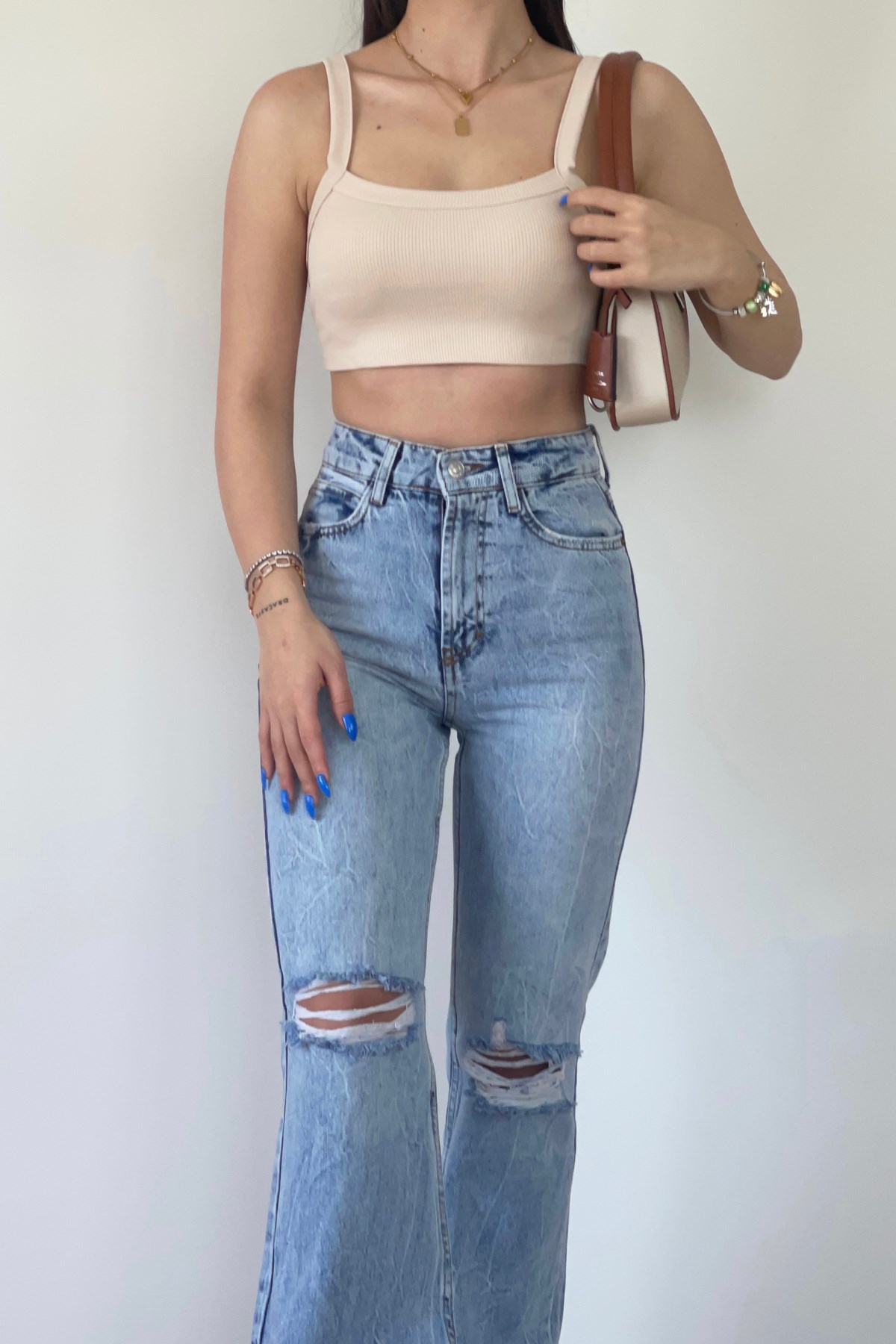 DİZİ YIRTIK ULTRA YÜKSEK BEL JEAN