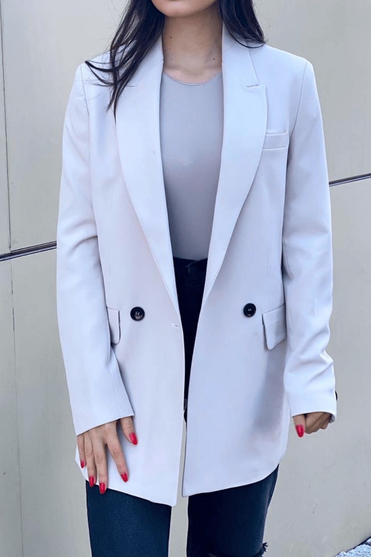 EKRU RENK BLAZER CEKET