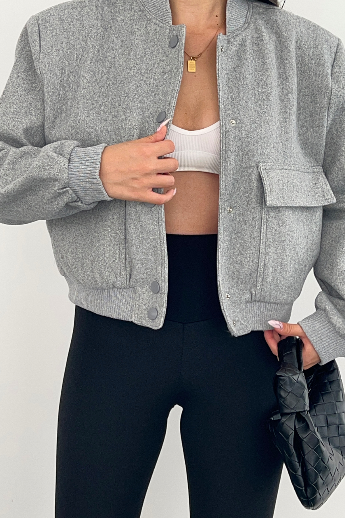 GRİ CEPLİ BOMBER CEKET