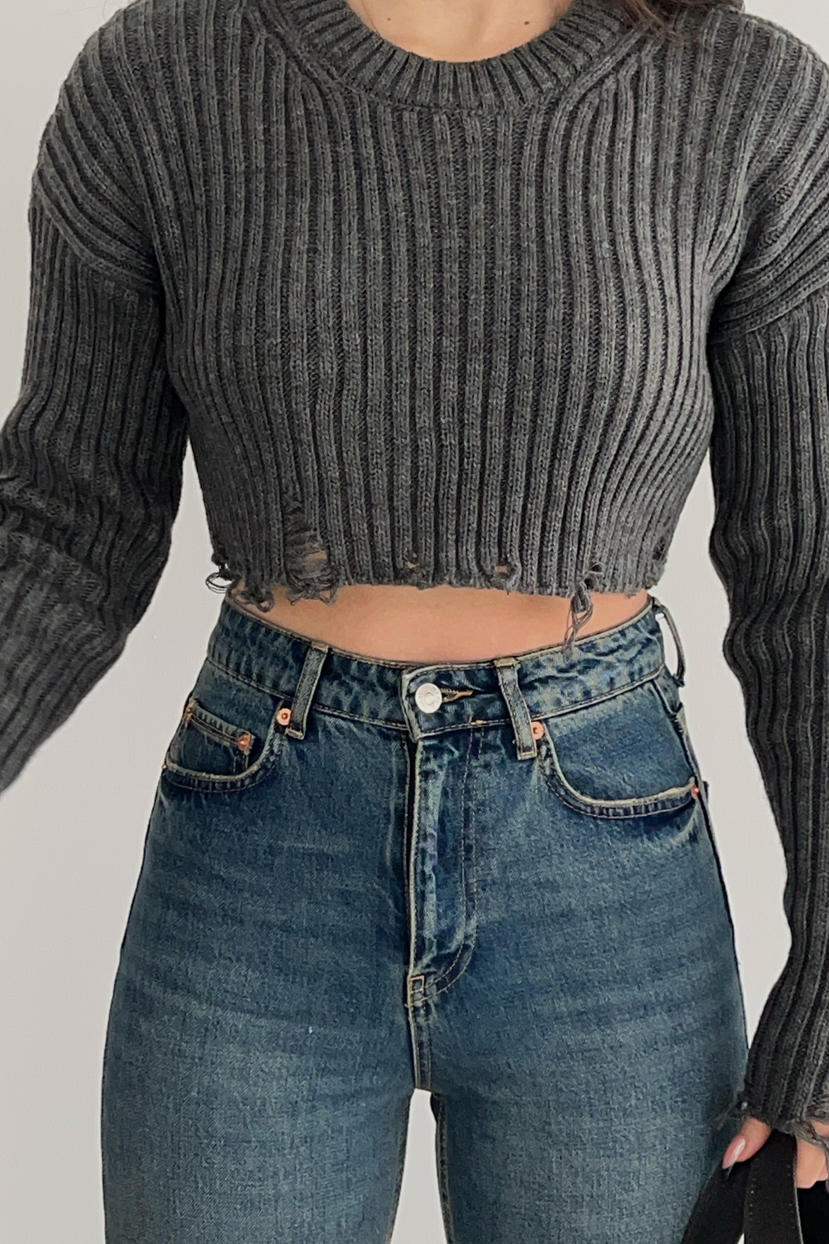 GRİ CROP KAZAK