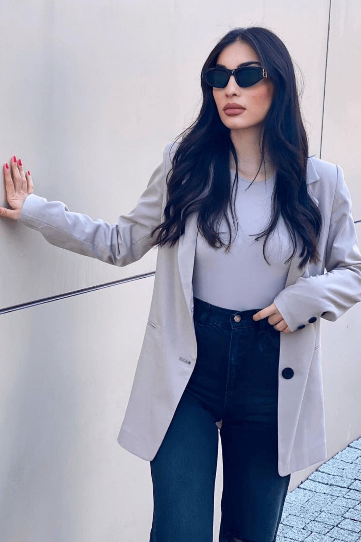 KUŞAKLI TAŞ RENK BLAZER CEKET